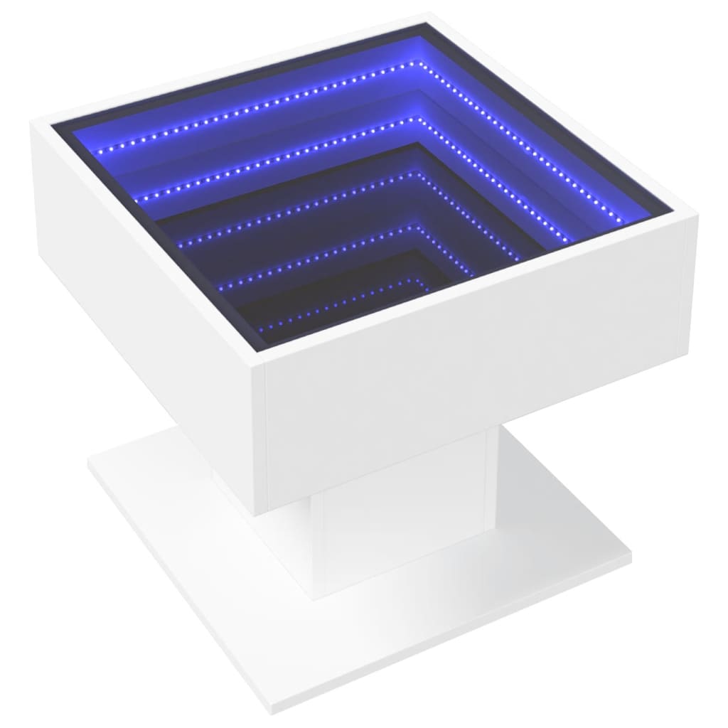Coffee Table with LED White 50x50x45 cm Engineered Wood