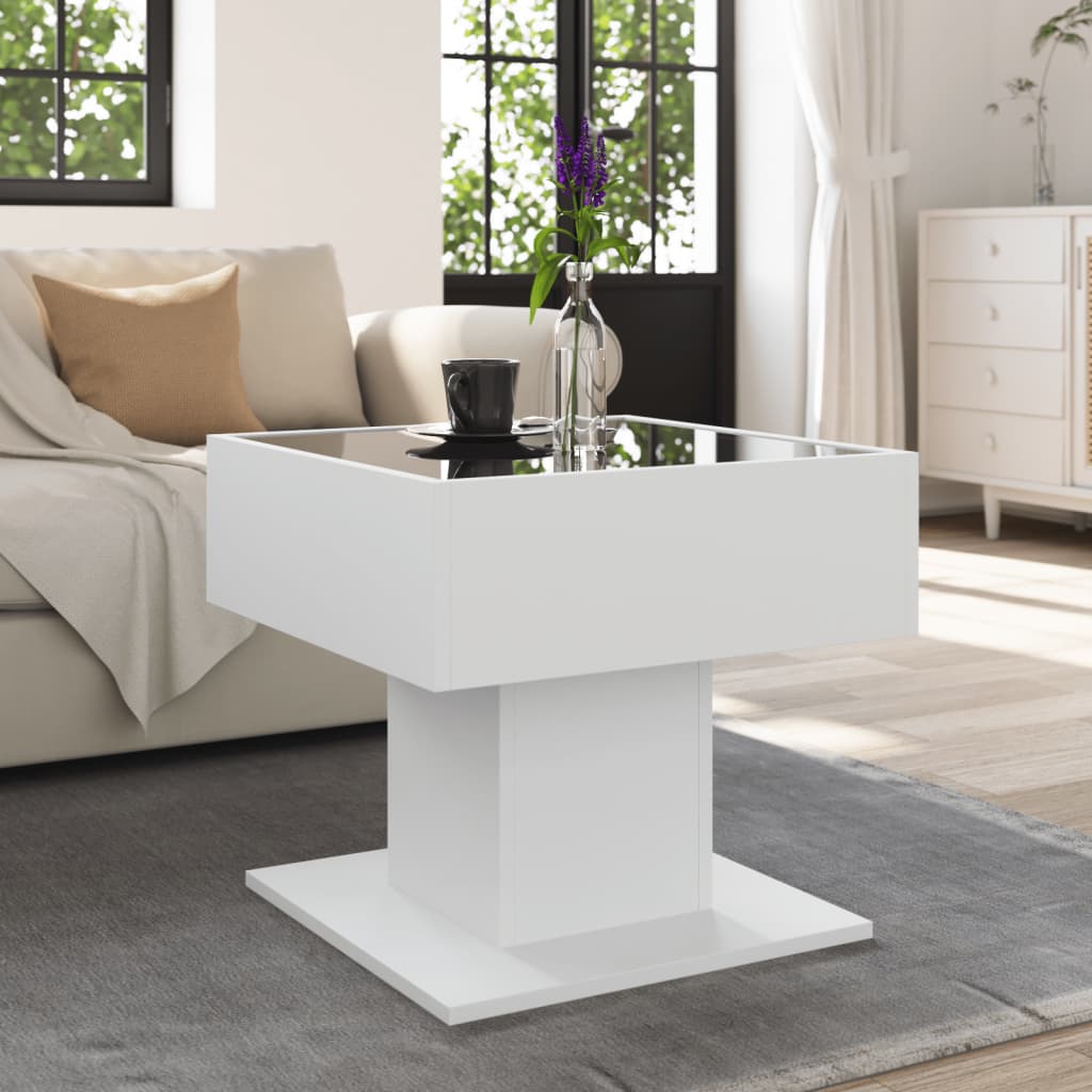 Coffee Table with LED White 50x50x45 cm Engineered Wood