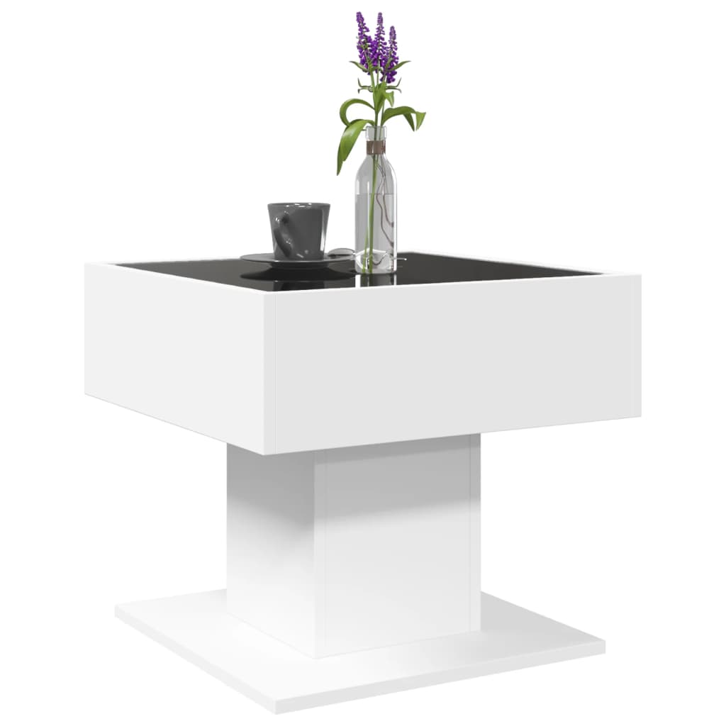 Coffee Table with LED White 50x50x45 cm Engineered Wood
