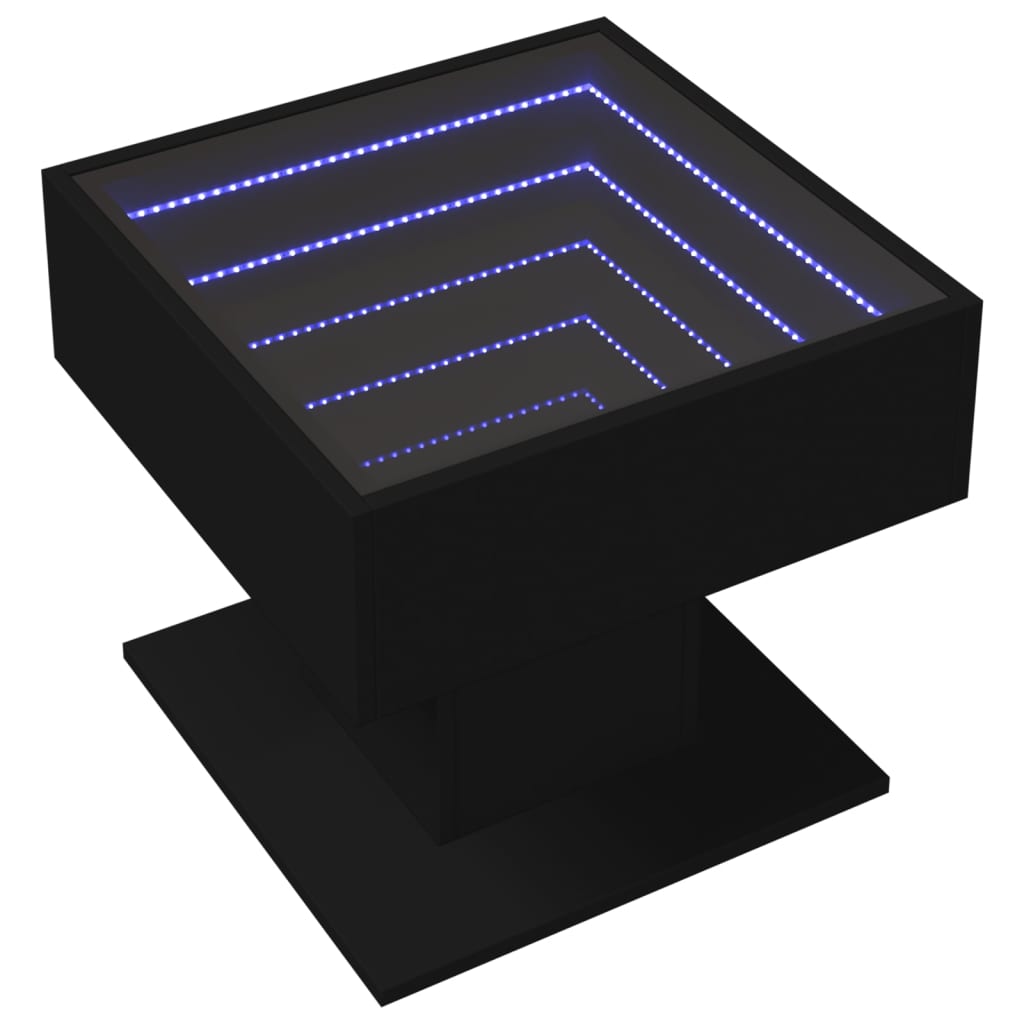 Coffee Table with LED Black 50x50x45 cm Engineered Wood