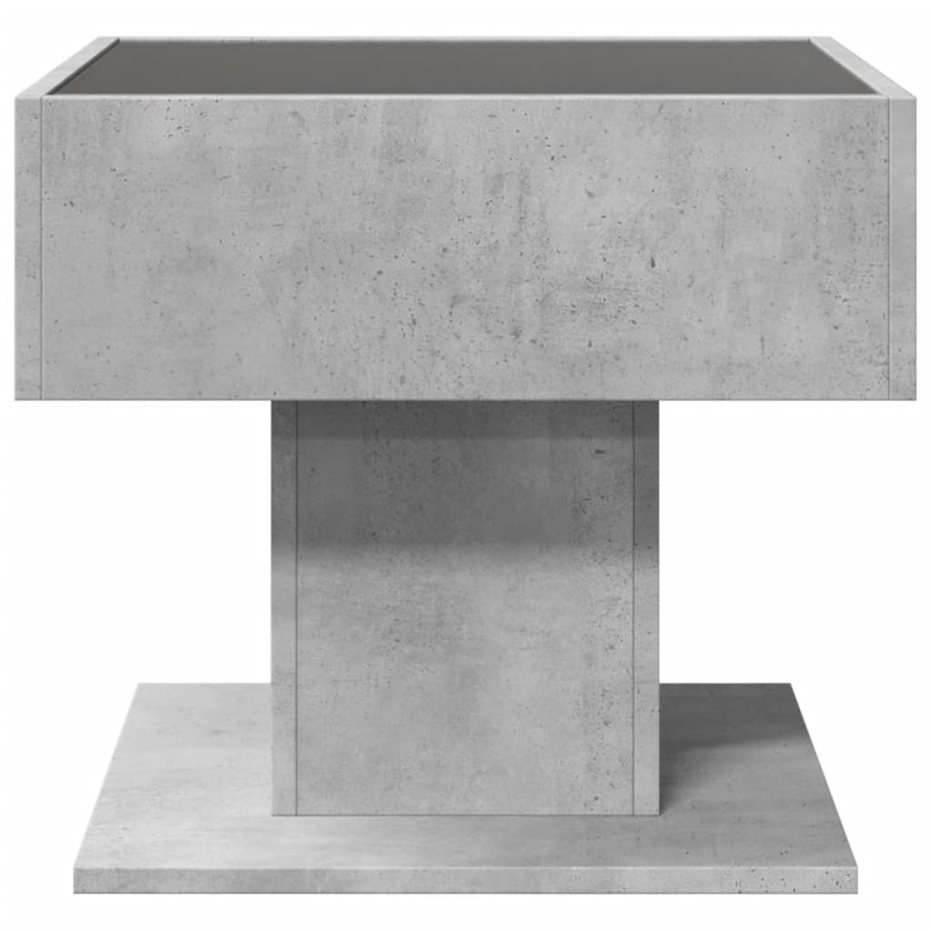 Coffee Table with LED Concrete Grey 50x50x45 cm Engineered Wood