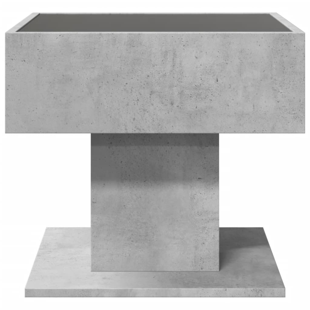 Coffee Table with LED Concrete Grey 50x50x45 cm Engineered Wood