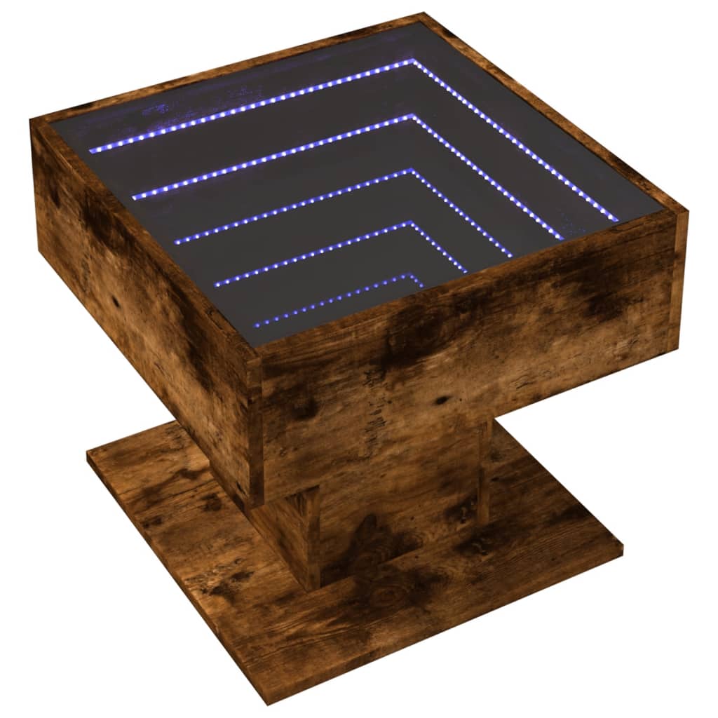 Coffee Table with LED Smoked Oak 50x50x45 cm Engineered Wood