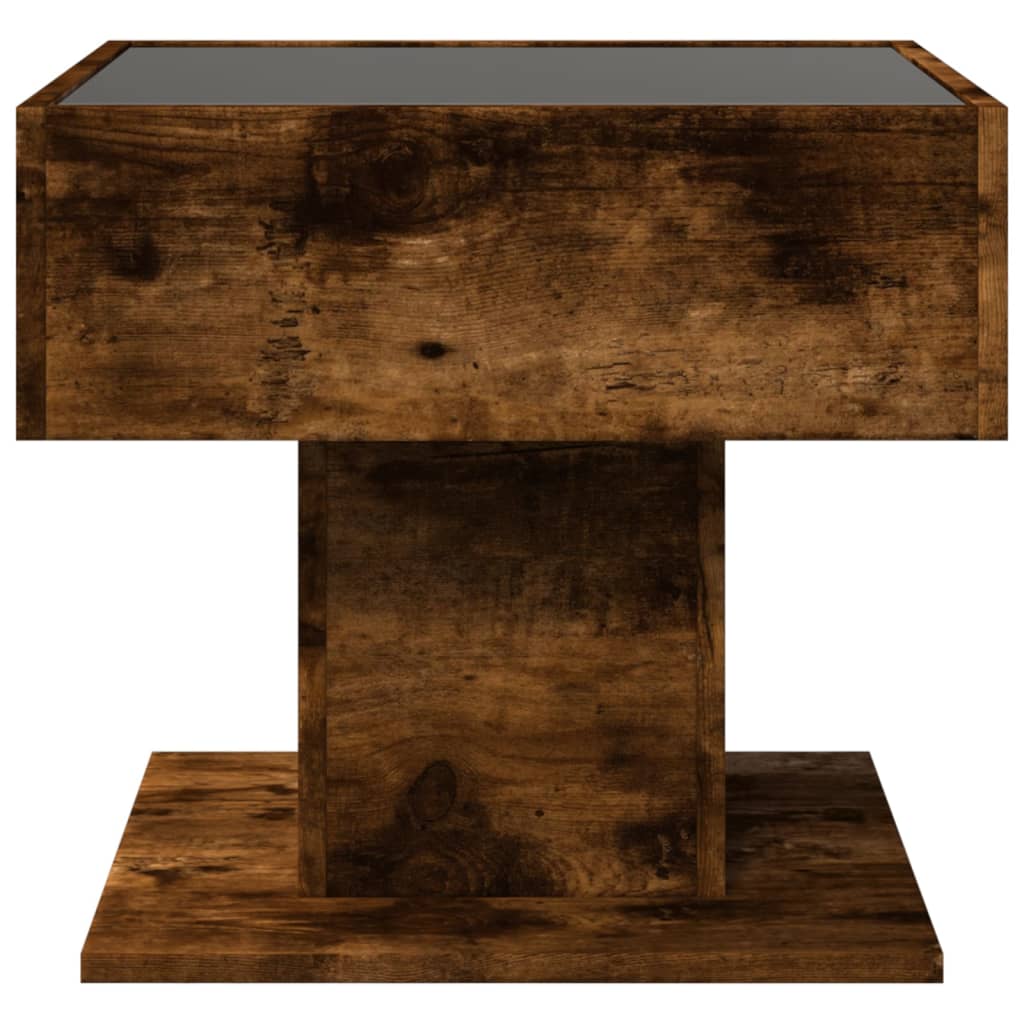 Coffee Table with LED Smoked Oak 50x50x45 cm Engineered Wood