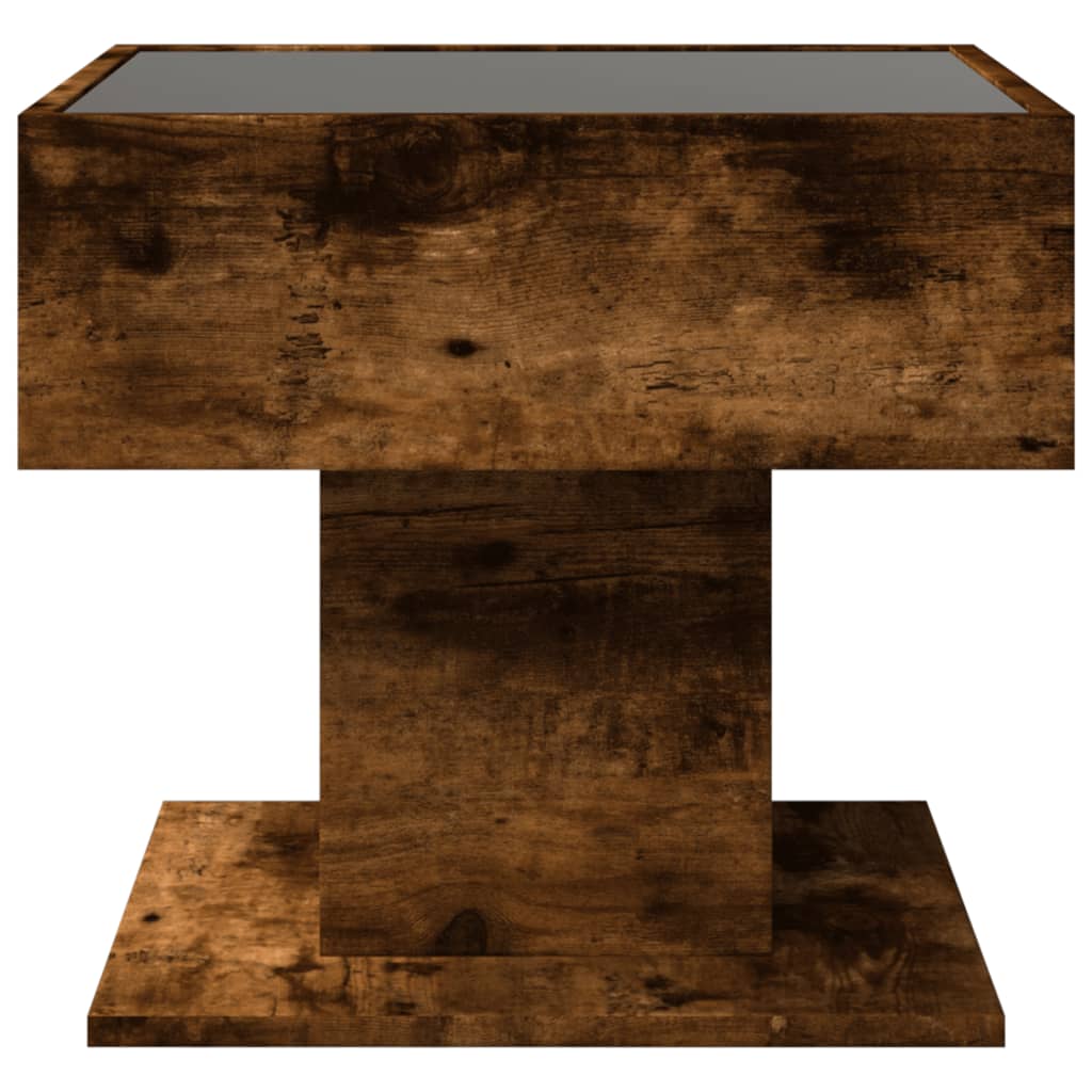 Coffee Table with LED Smoked Oak 50x50x45 cm Engineered Wood