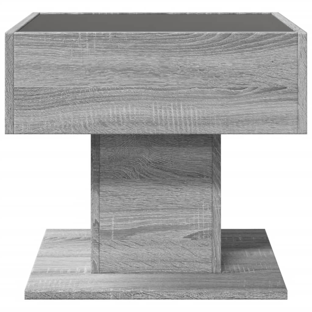 Coffee Table with LED Grey Sonoma 50x50x45 cm Engineered Wood