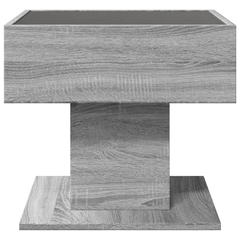 Coffee Table with LED Grey Sonoma 50x50x45 cm Engineered Wood