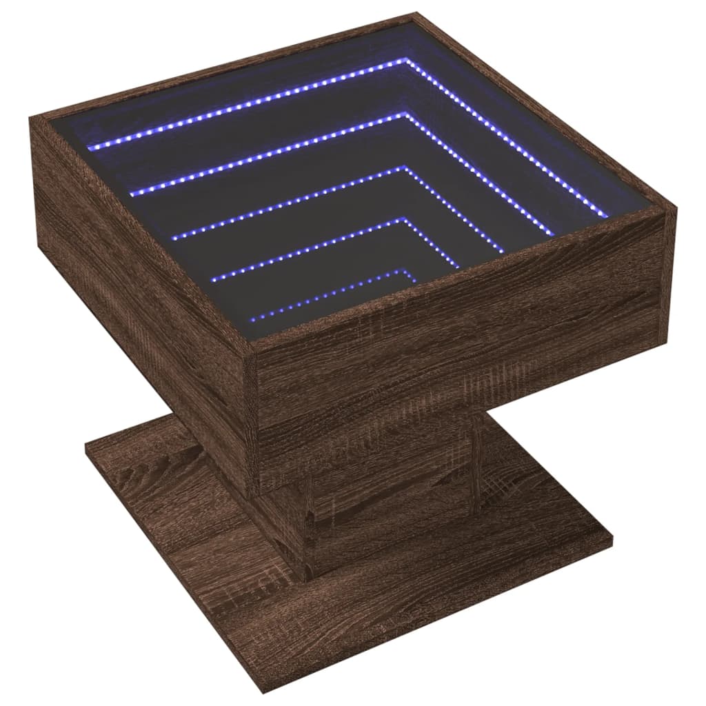Coffee Table with LED Brown Oak 50x50x45 cm Engineered Wood