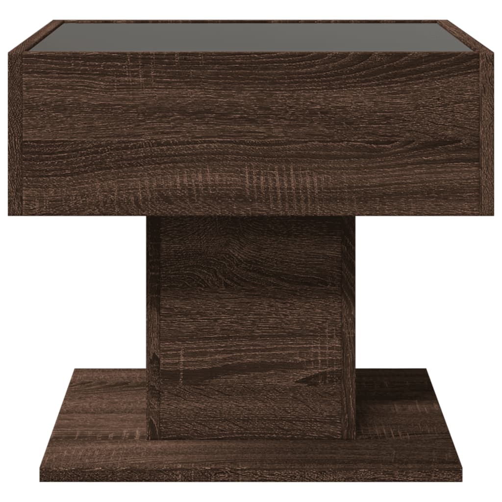 Coffee Table with LED Brown Oak 50x50x45 cm Engineered Wood