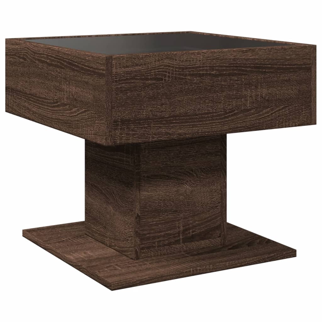 Coffee Table with LED Brown Oak 50x50x45 cm Engineered Wood
