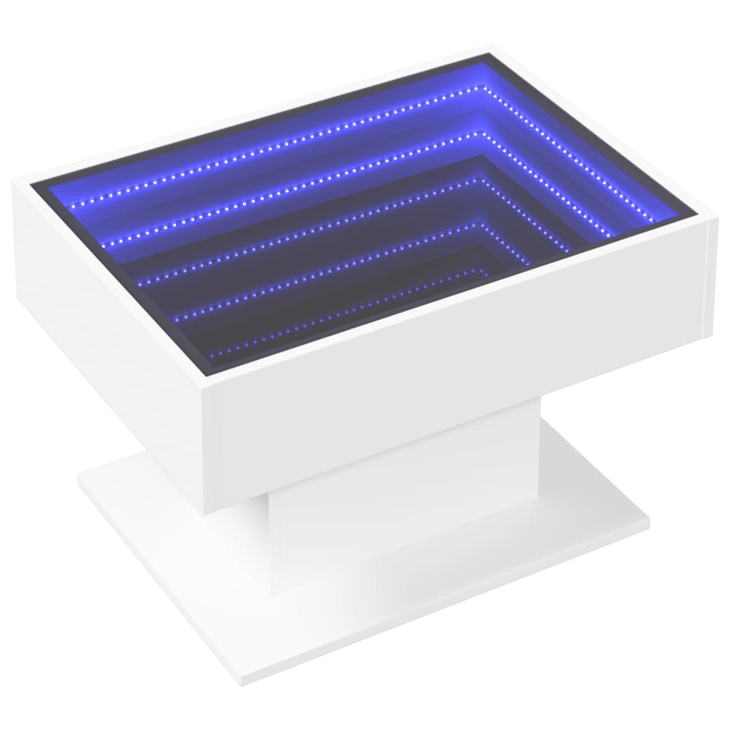 Coffee Table with LED White 70x50x45 cm Engineered Wood