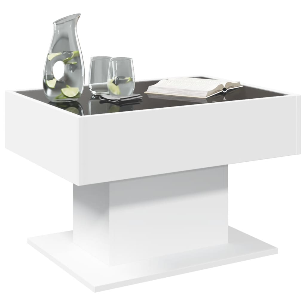 Coffee Table with LED White 70x50x45 cm Engineered Wood