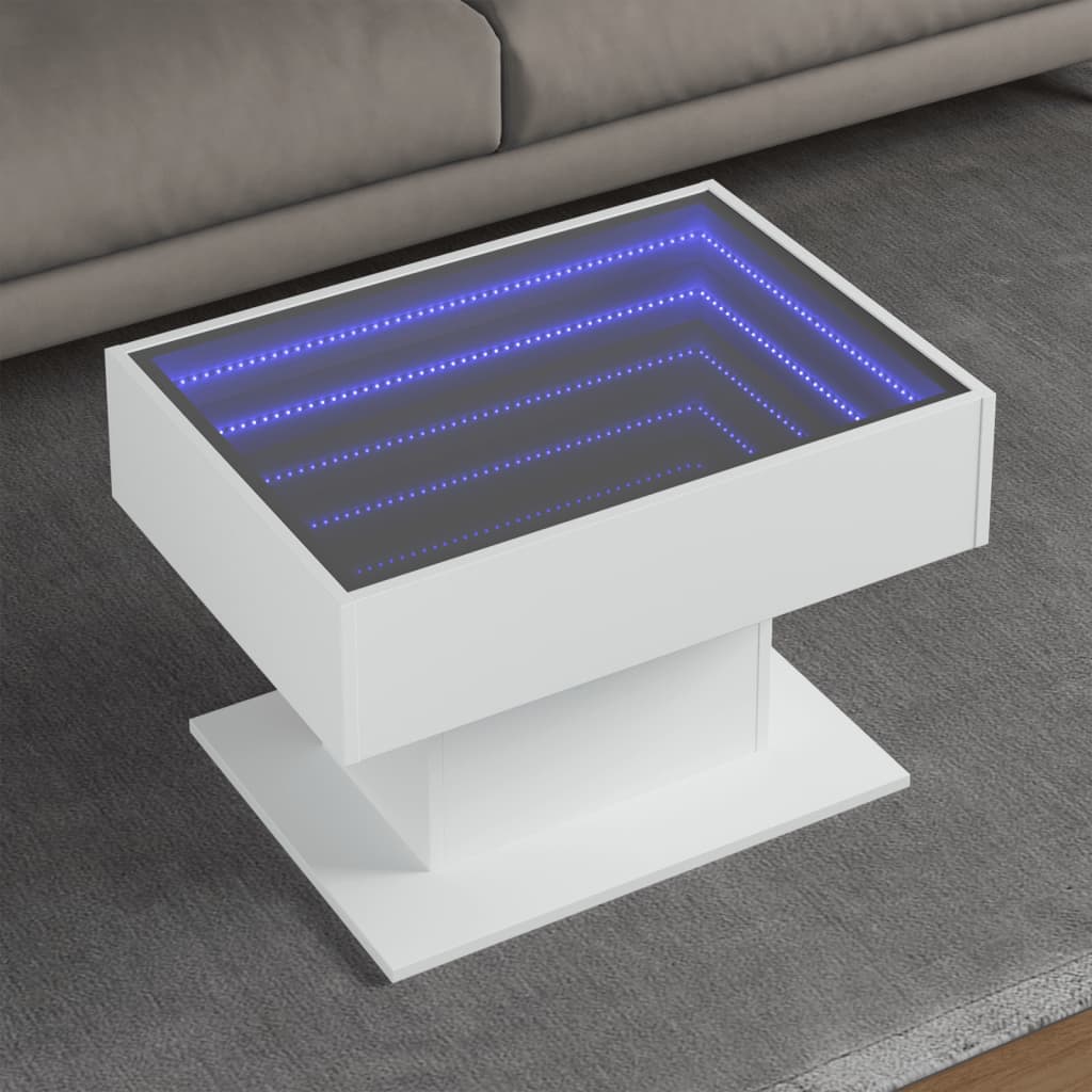 Coffee Table with LED White 70x50x45 cm Engineered Wood
