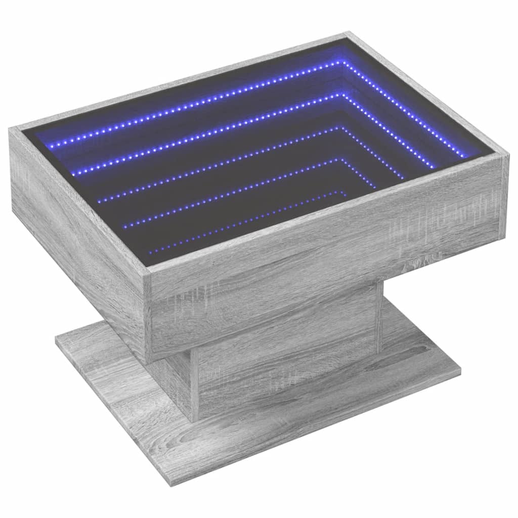 Coffee Table with LED Grey Sonoma 70x50x45 cm Engineered Wood