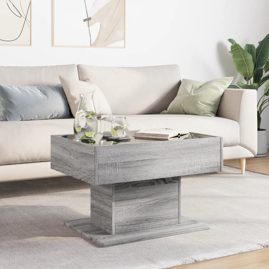 Coffee Table with LED Grey Sonoma 70x50x45 cm Engineered Wood