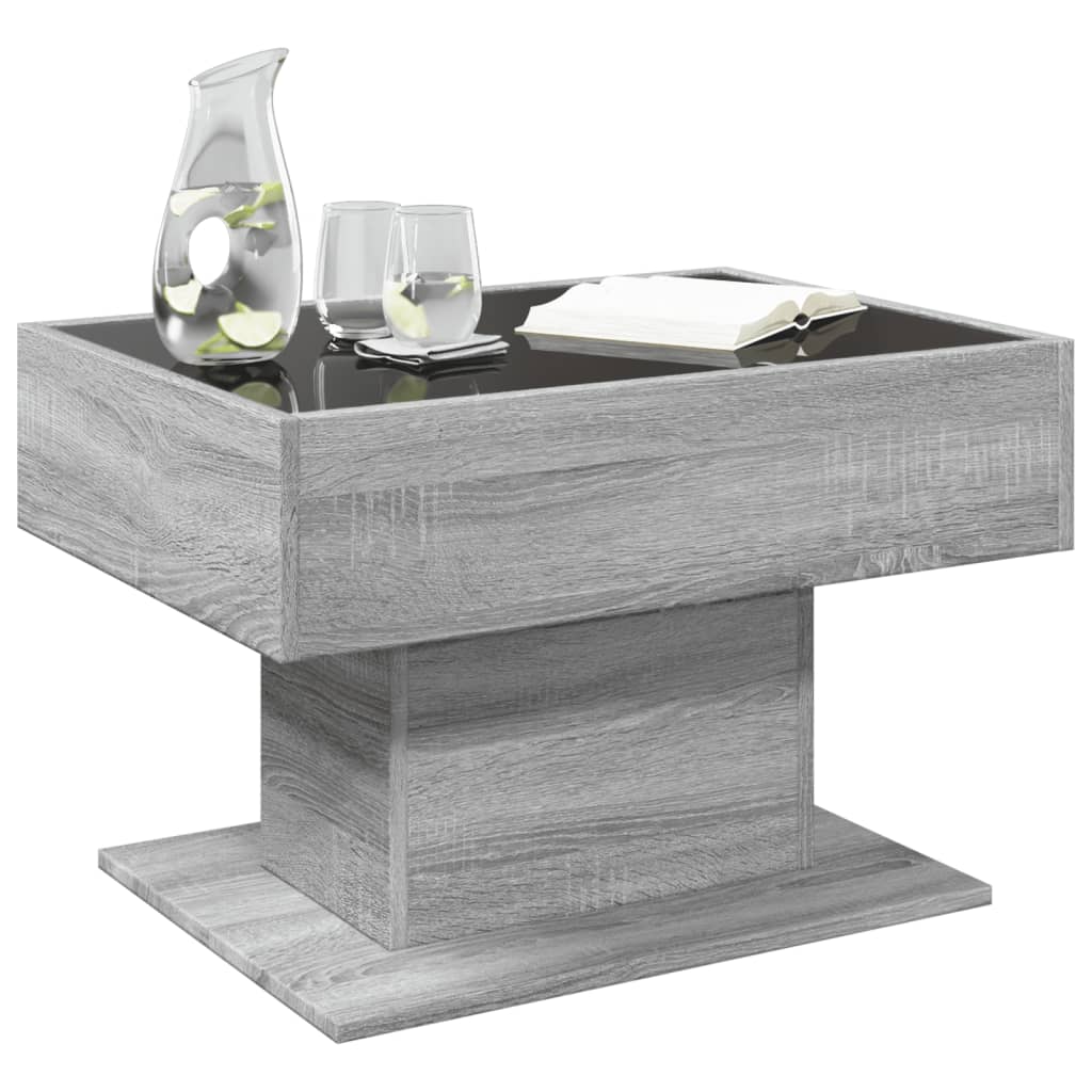Coffee Table with LED Grey Sonoma 70x50x45 cm Engineered Wood