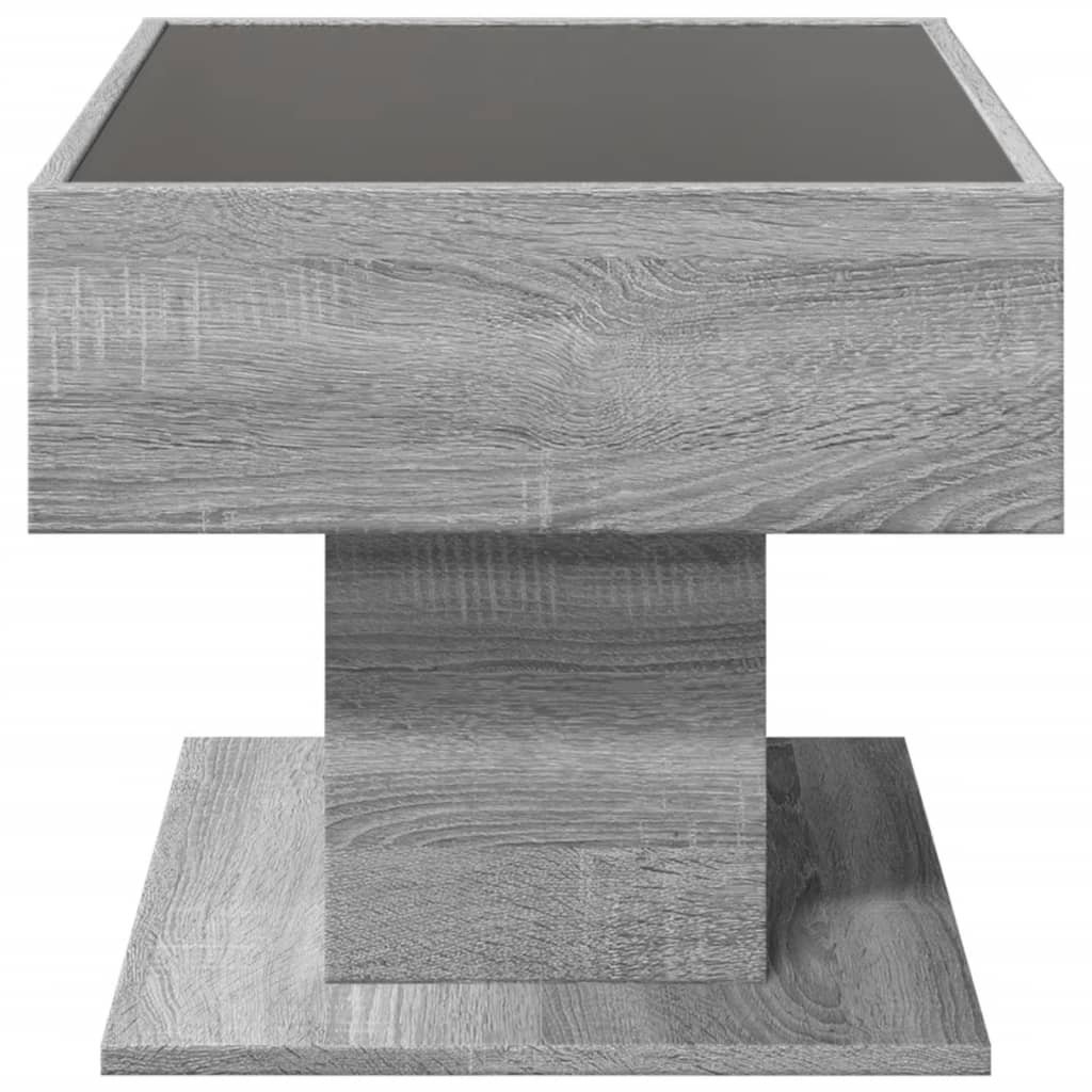Coffee Table with LED Grey Sonoma 70x50x45 cm Engineered Wood