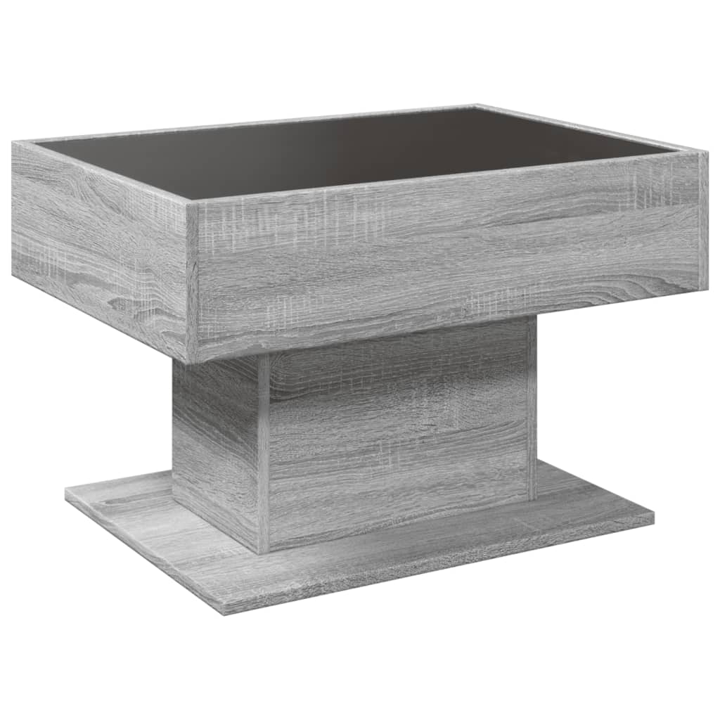 Coffee Table with LED Grey Sonoma 70x50x45 cm Engineered Wood