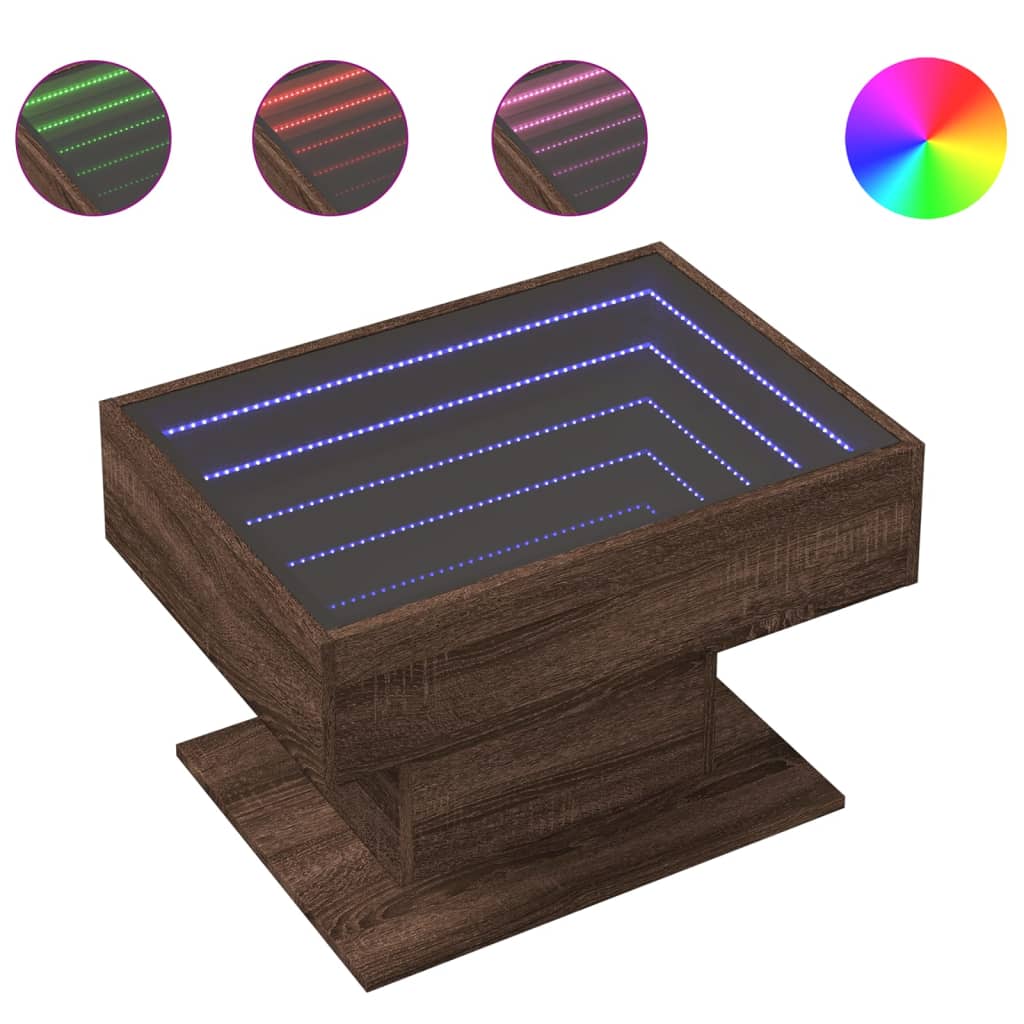 Coffee Table with LED Brown Oak 70x50x45 cm Engineered Wood