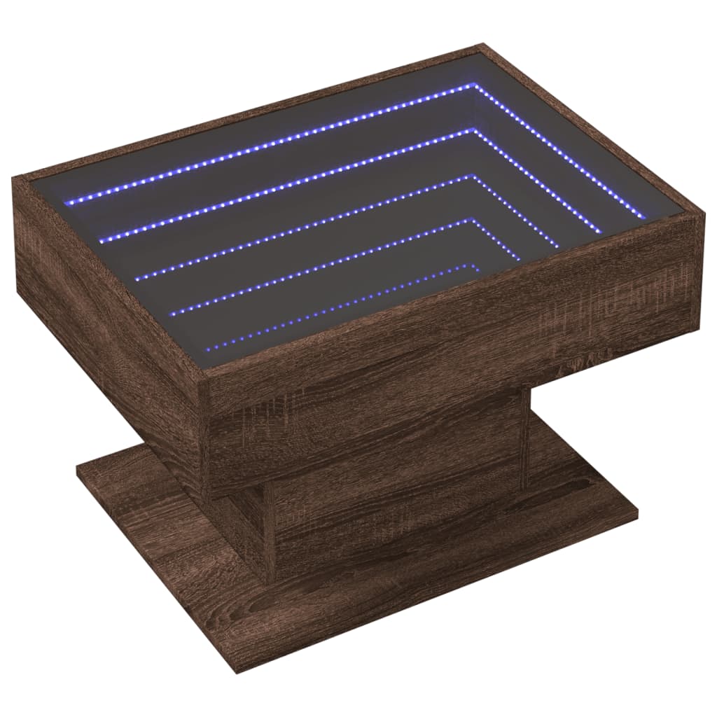 Coffee Table with LED Brown Oak 70x50x45 cm Engineered Wood