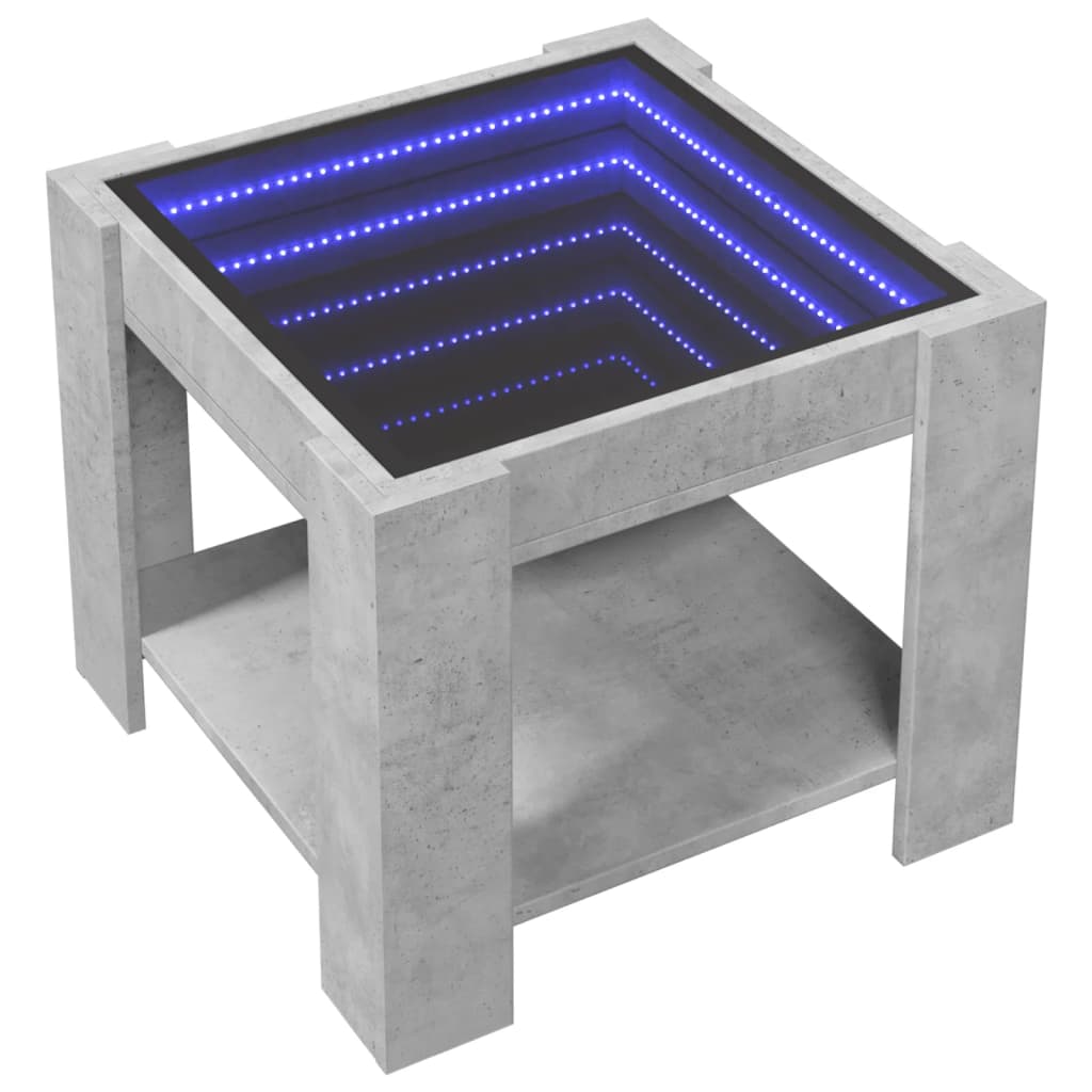 Coffee Table with LED Concrete Grey 53x53x45 cm Engineered Wood