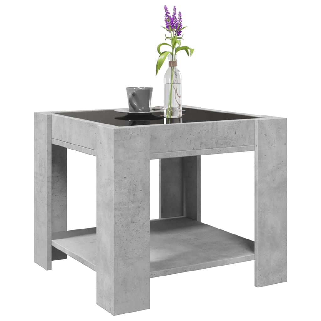 Coffee Table with LED Concrete Grey 53x53x45 cm Engineered Wood