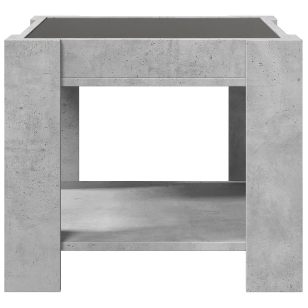 Coffee Table with LED Concrete Grey 53x53x45 cm Engineered Wood