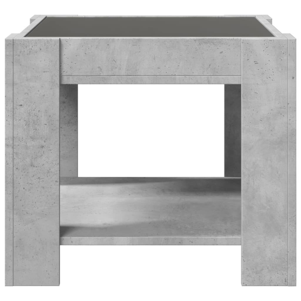 Coffee Table with LED Concrete Grey 53x53x45 cm Engineered Wood