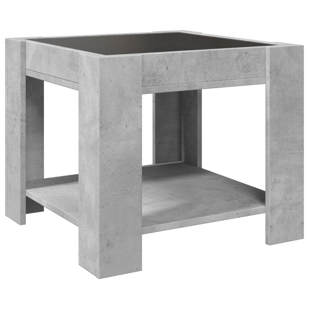 Coffee Table with LED Concrete Grey 53x53x45 cm Engineered Wood