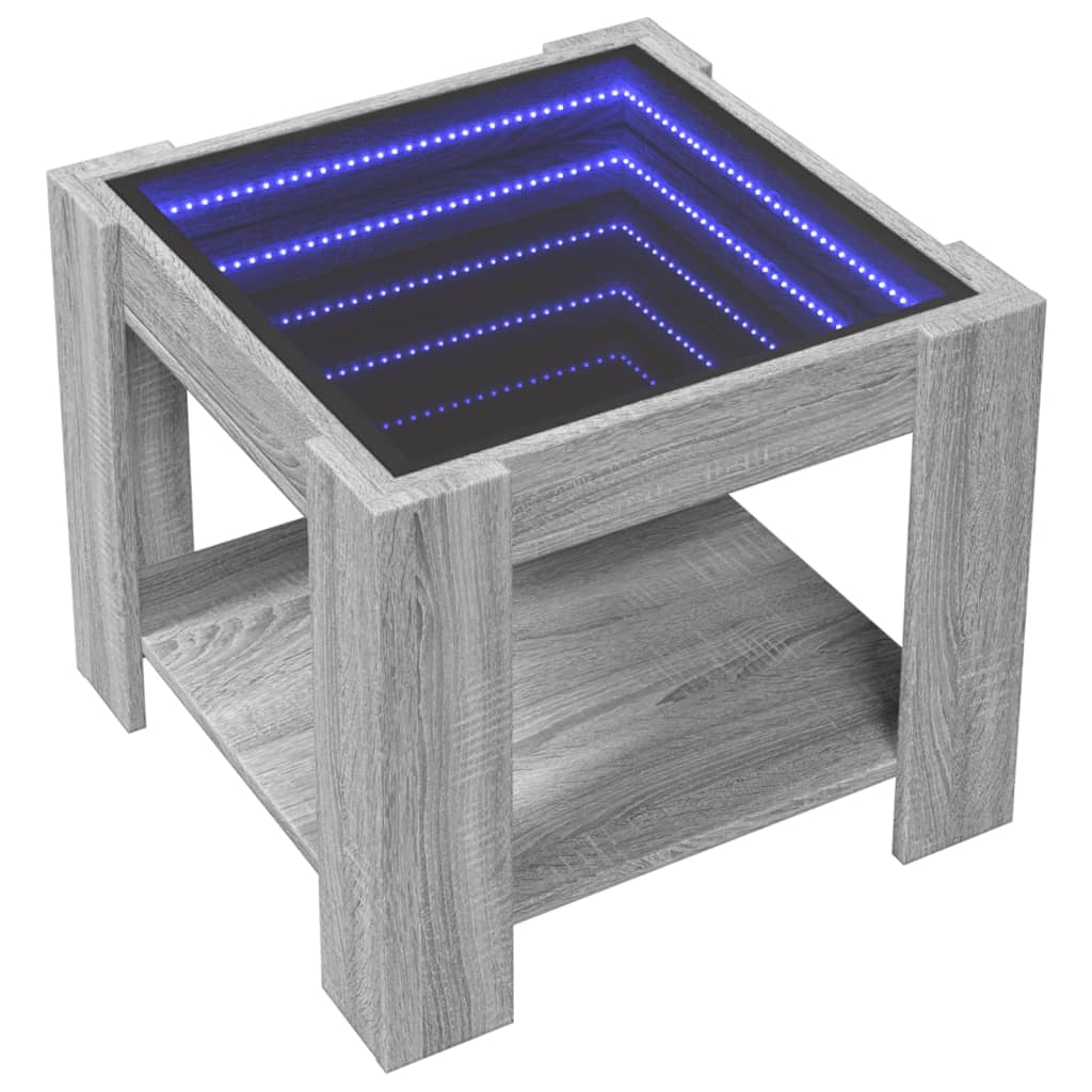 Coffee Table with LED Grey Sonoma 53x53x45 cm Engineered Wood