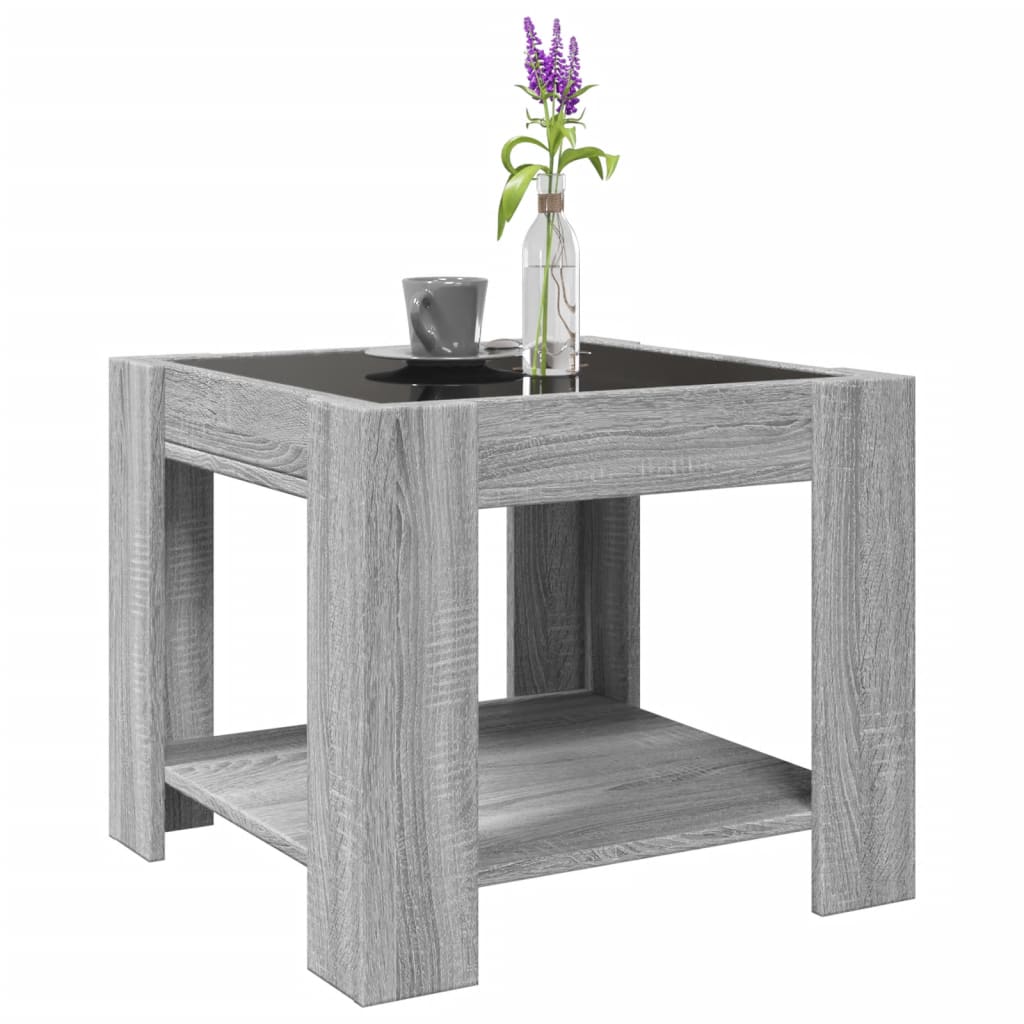Coffee Table with LED Grey Sonoma 53x53x45 cm Engineered Wood
