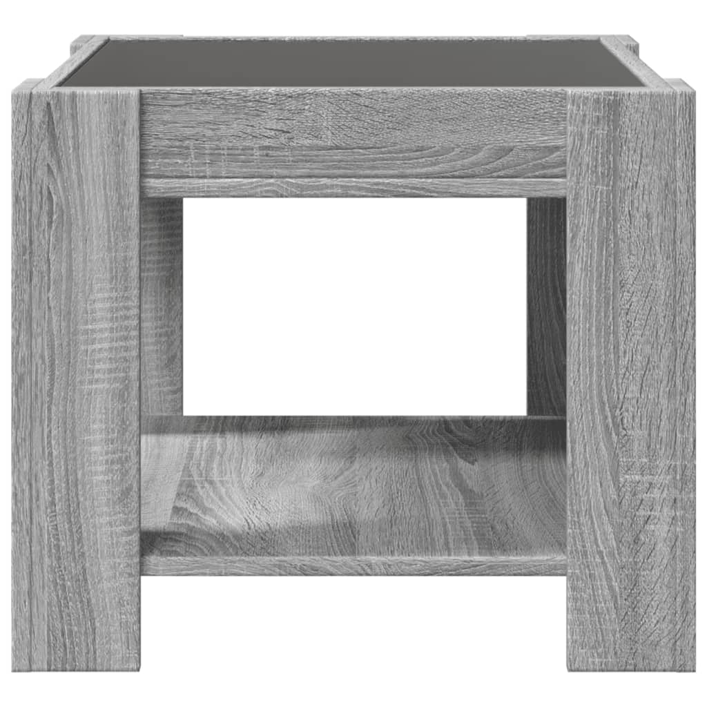 Coffee Table with LED Grey Sonoma 53x53x45 cm Engineered Wood