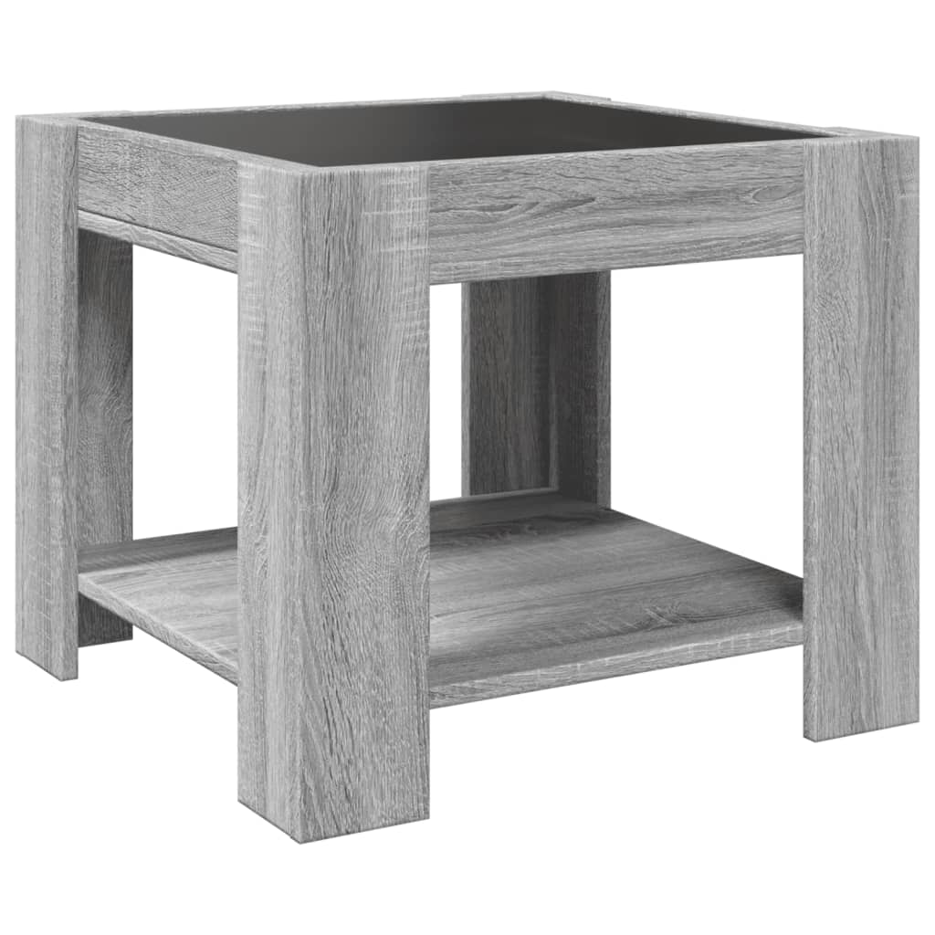 Coffee Table with LED Grey Sonoma 53x53x45 cm Engineered Wood