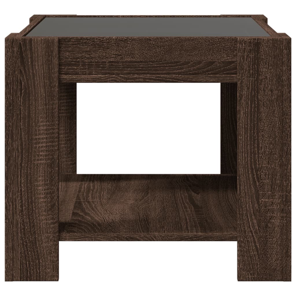 Coffee Table with LED Brown Oak 53x53x45 cm Engineered Wood