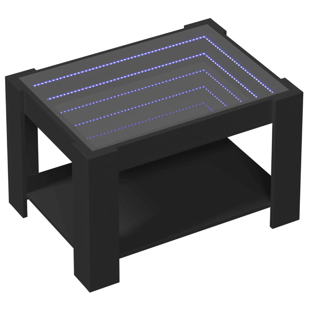 Coffee Table with LED Black 73x53x45 cm Engineered Wood