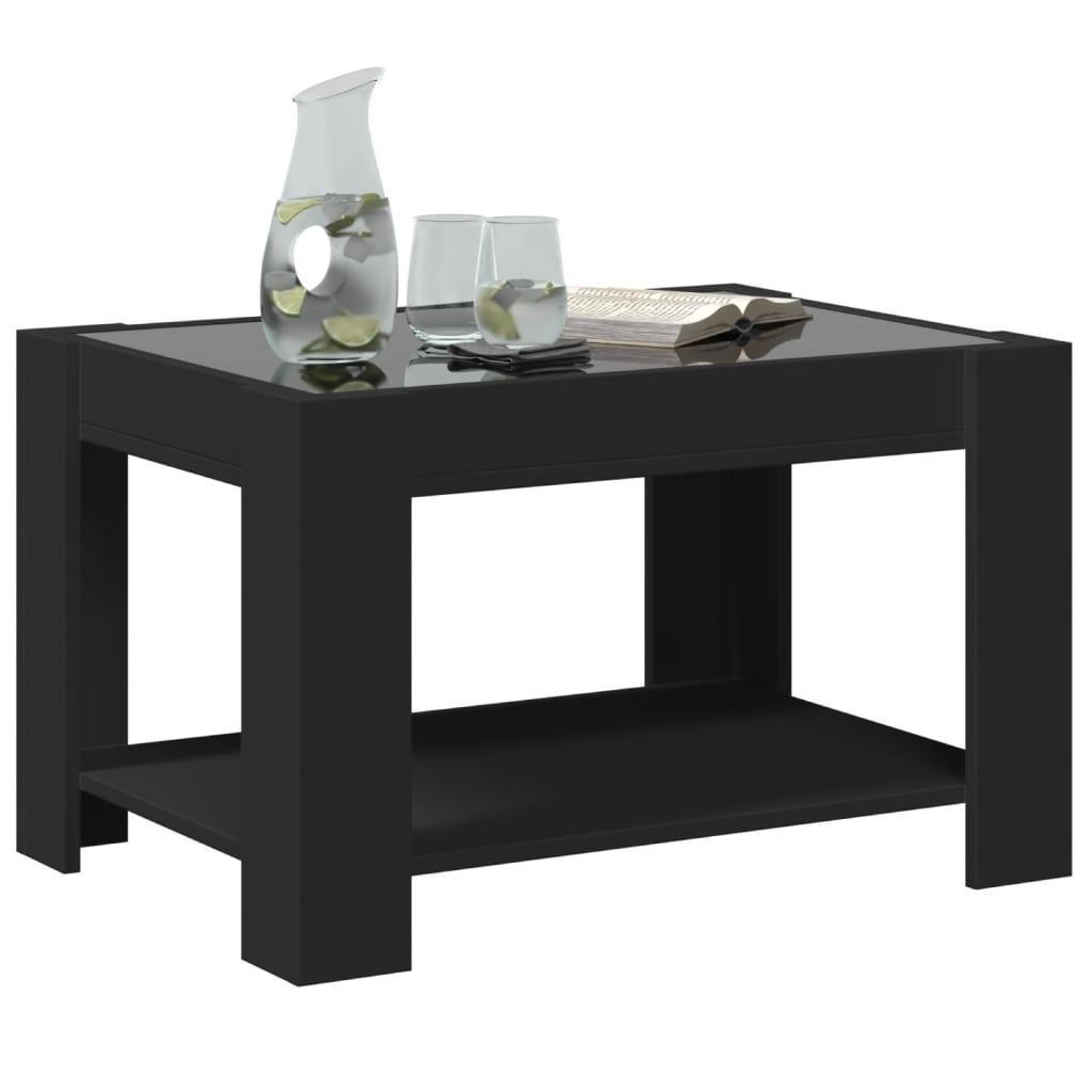 Coffee Table with LED Black 73x53x45 cm Engineered Wood