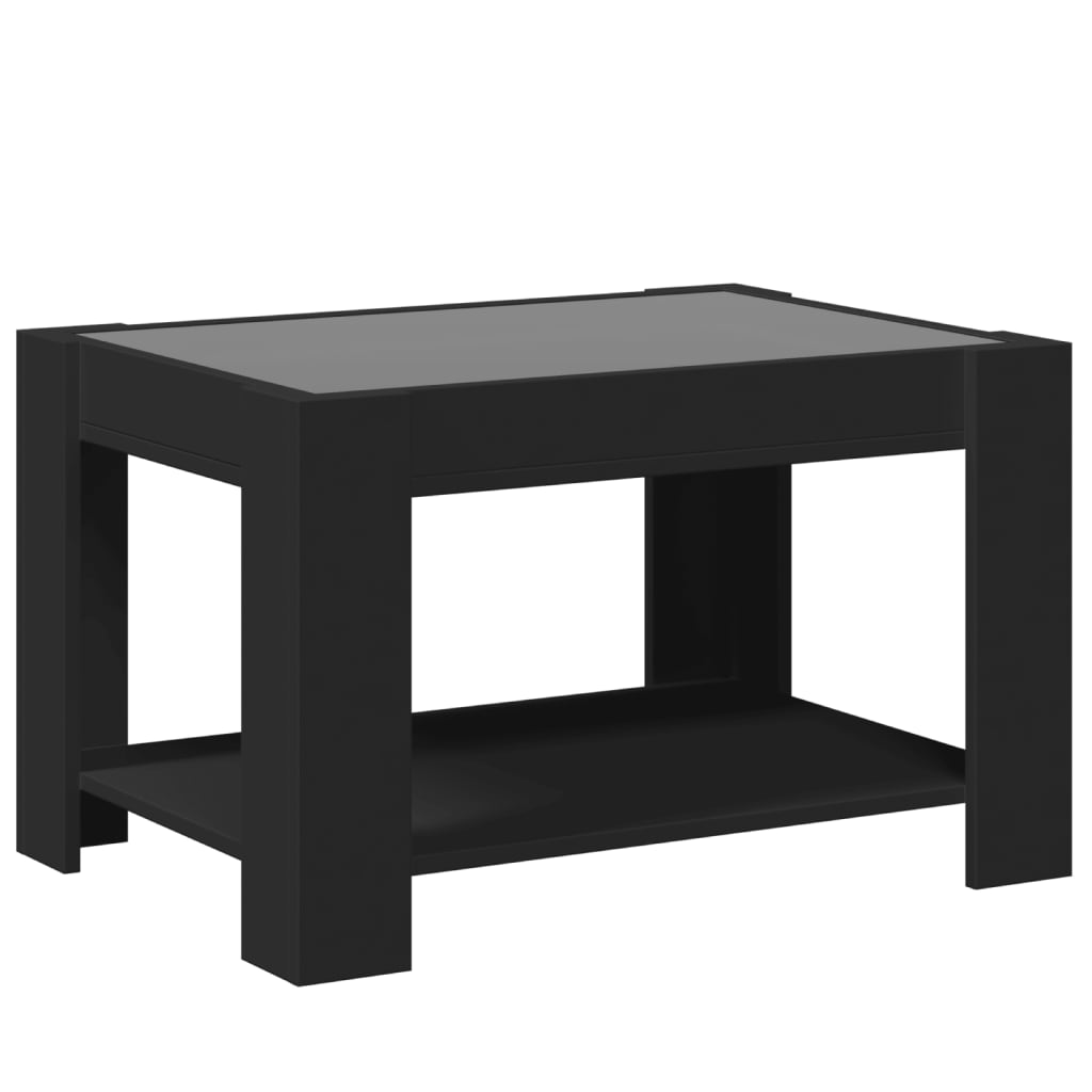 Coffee Table with LED Black 73x53x45 cm Engineered Wood