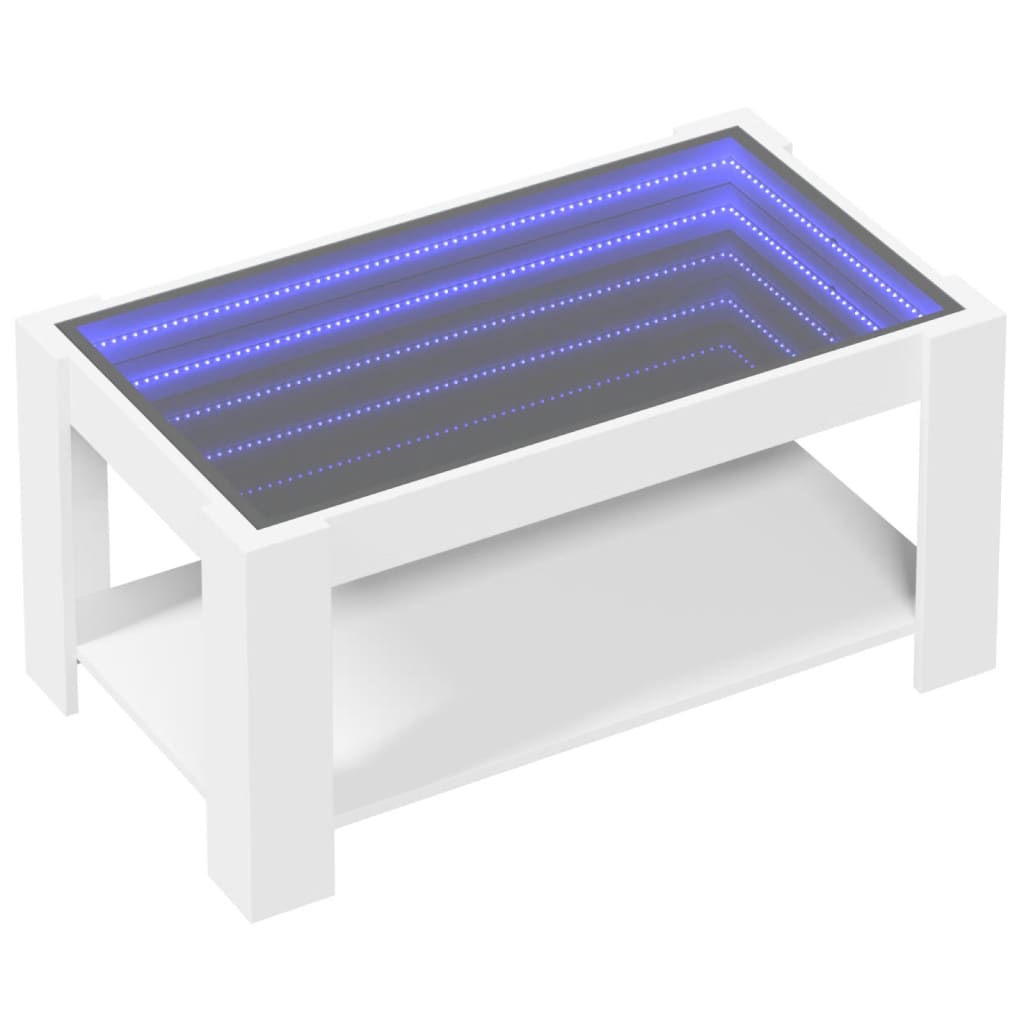 Coffee Table with LED White 93x53x45 cm Engineered Wood
