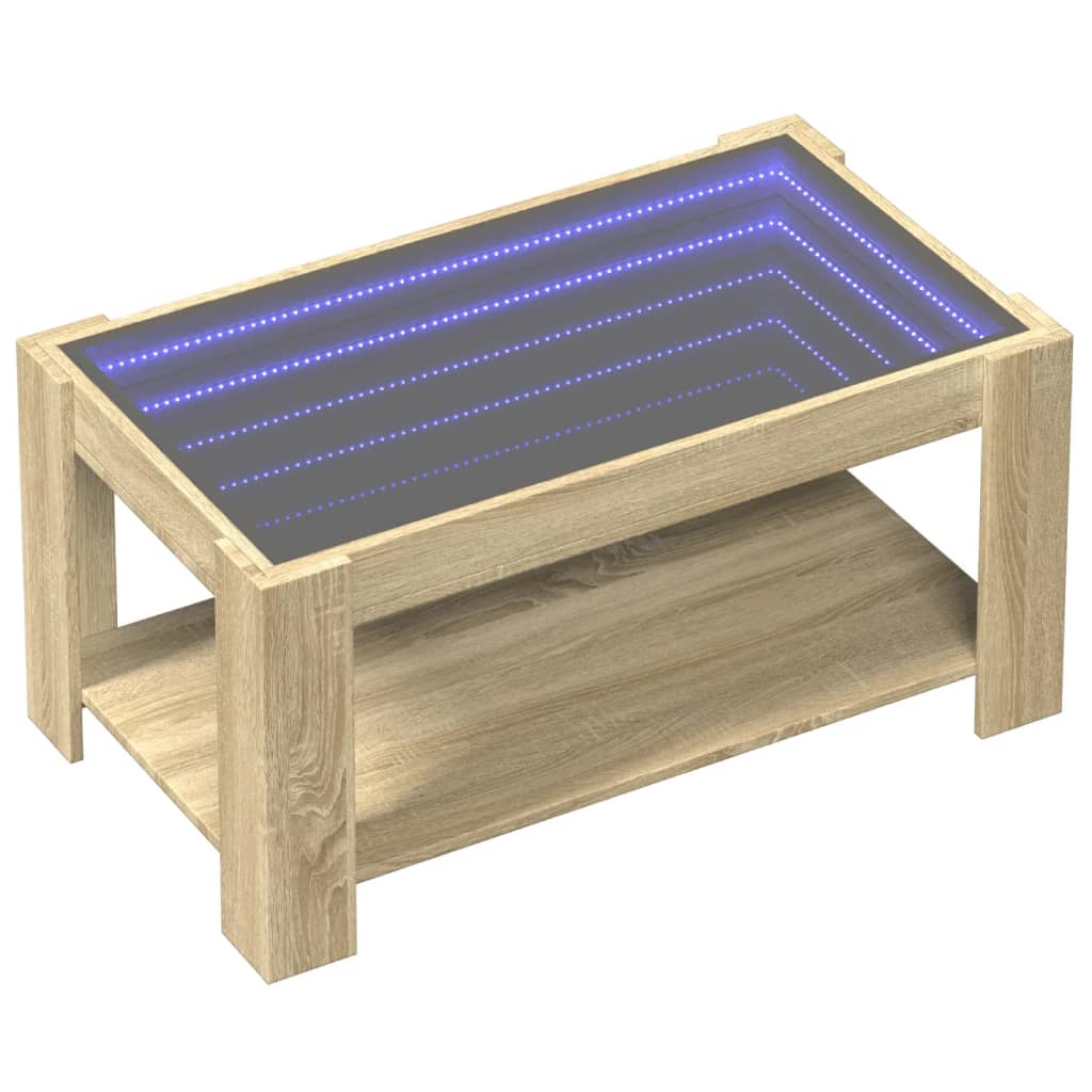 Coffee Table with LED Sonoma Oak 93x53x45 cm Engineered Wood