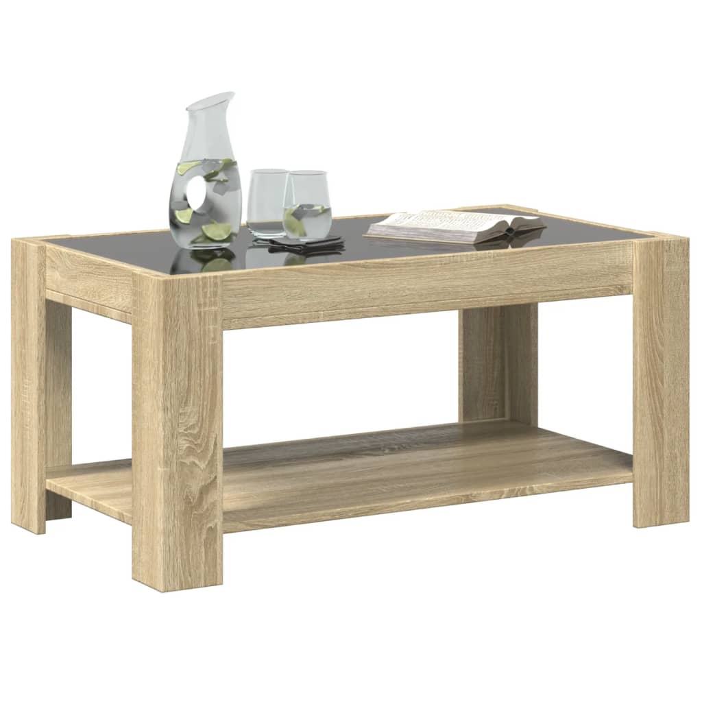 Coffee Table with LED Sonoma Oak 93x53x45 cm Engineered Wood