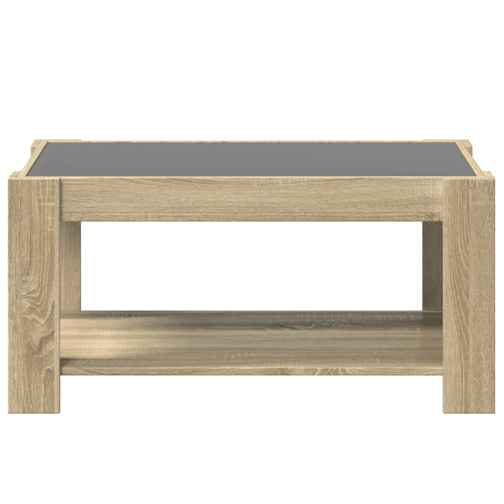 Coffee Table with LED Sonoma Oak 93x53x45 cm Engineered Wood