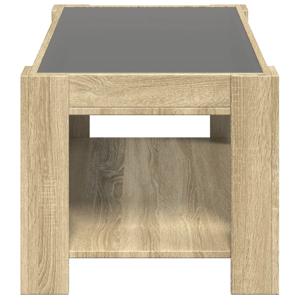 Coffee Table with LED Sonoma Oak 93x53x45 cm Engineered Wood