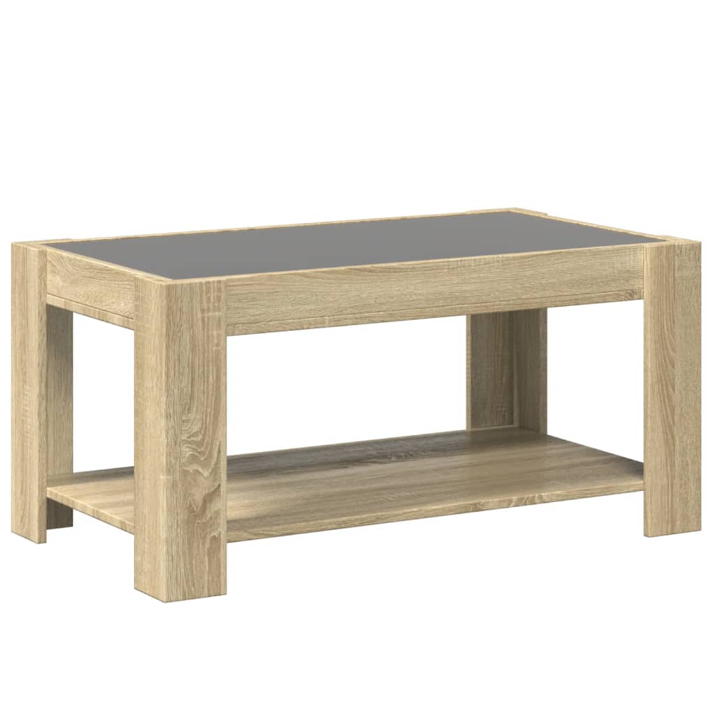 Coffee Table with LED Sonoma Oak 93x53x45 cm Engineered Wood