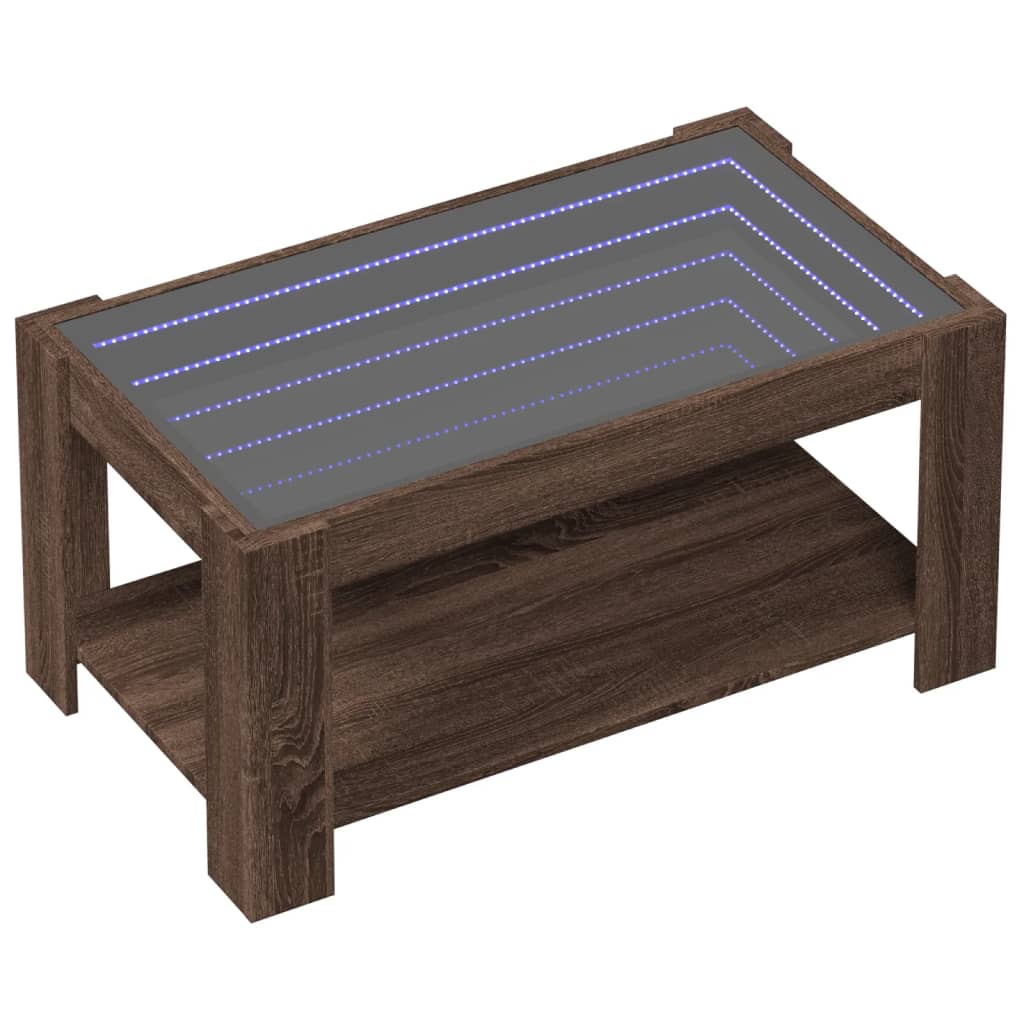 Coffee Table with LED Brown Oak 93x53x45 cm Engineered Wood