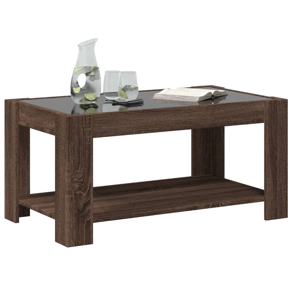 Coffee Table with LED Brown Oak 93x53x45 cm Engineered Wood