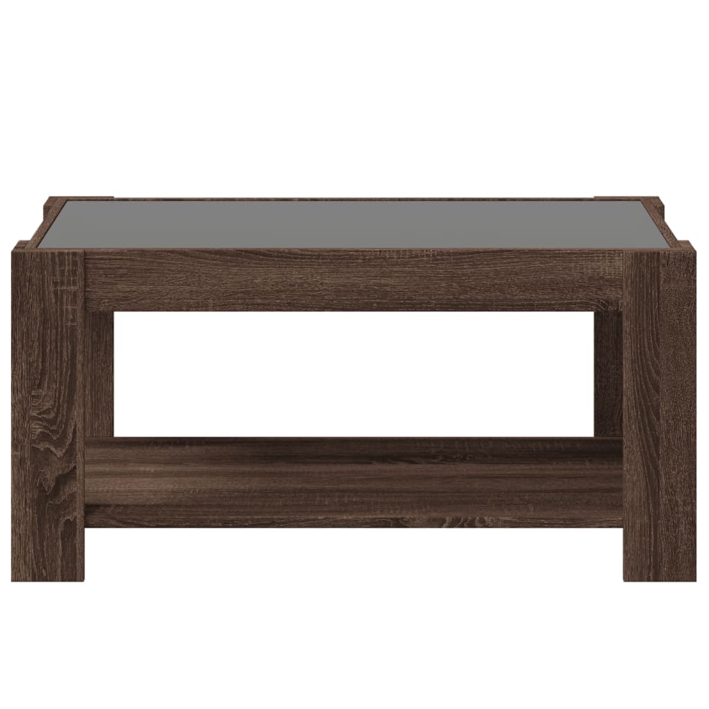 Coffee Table with LED Brown Oak 93x53x45 cm Engineered Wood