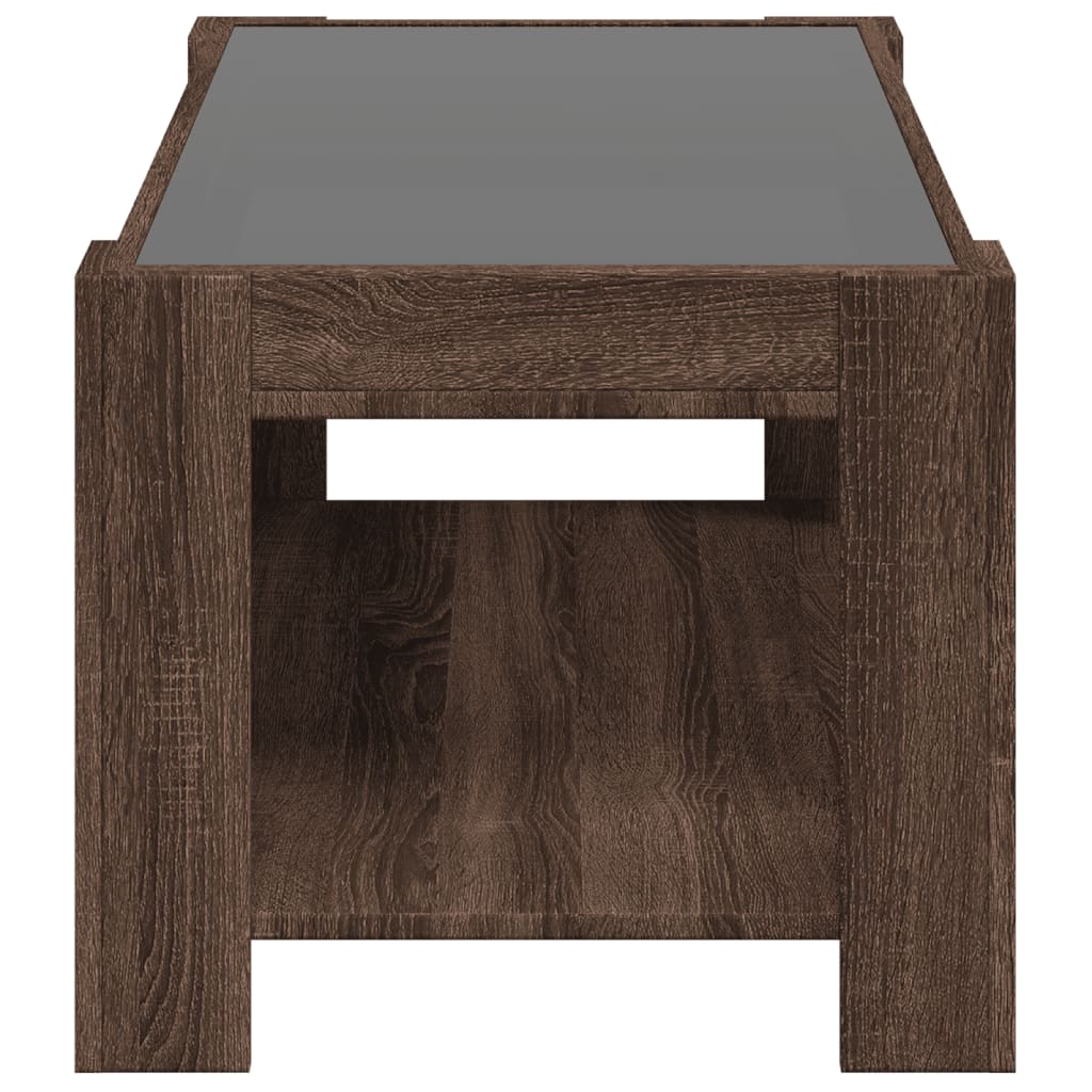 Coffee Table with LED Brown Oak 93x53x45 cm Engineered Wood