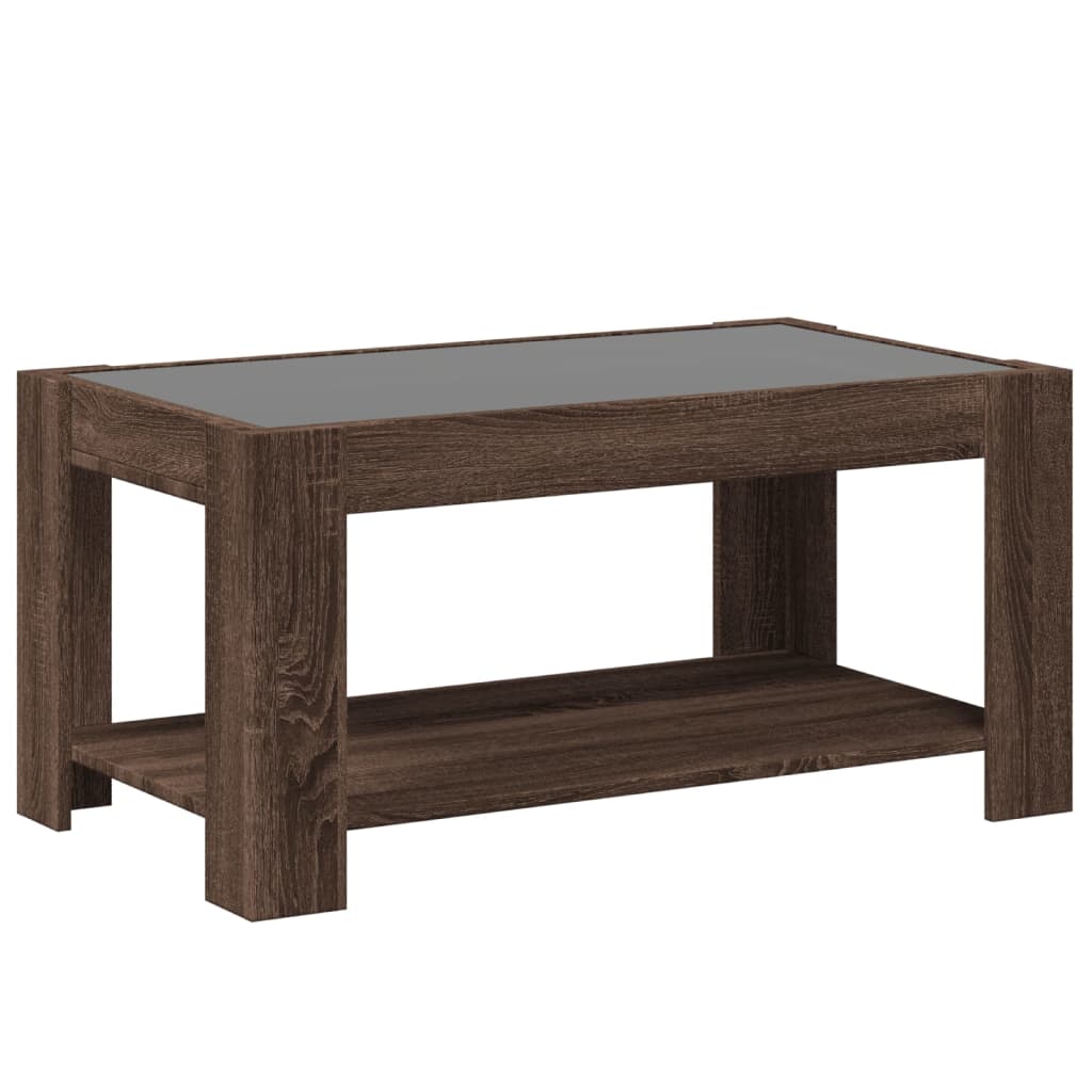 Coffee Table with LED Brown Oak 93x53x45 cm Engineered Wood