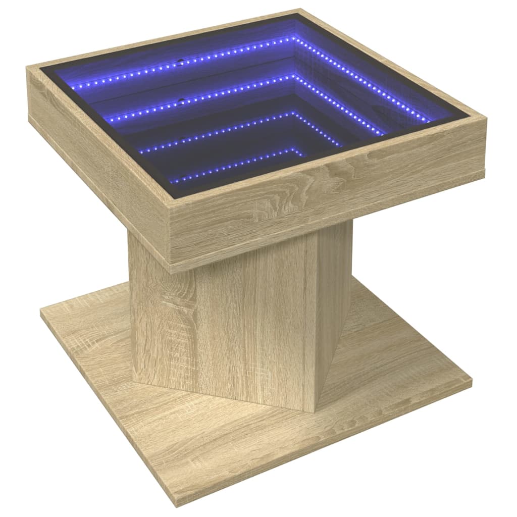 Coffee Table with LED Sonoma Oak 50x50x45 cm Engineered Wood
