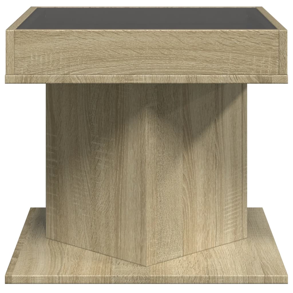 Coffee Table with LED Sonoma Oak 50x50x45 cm Engineered Wood